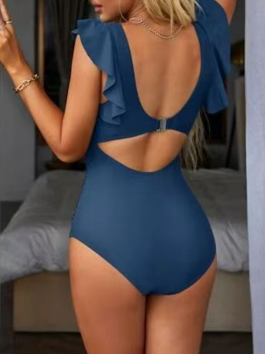 Dámské jednolité plavky zeštíhlující s řasením sexy s výřezem monokini s kontrolou břicha vysokým pasem štíhlé bez zad elegantní na dovolenou jednobarevné s V výstřihem bez rukávů 2026 - $25.99 –P14