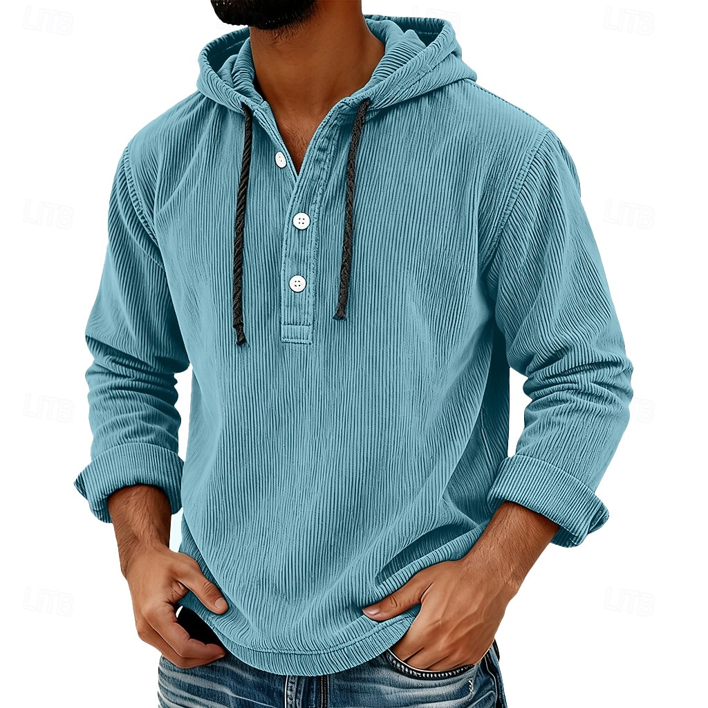 Per uomo Camicia Camicia casual Camicia di Velluto a Coste Blu marino Grigio chiaro Grigio scuro Azzurro Manica Lunga Semplice Con Cappuccio Casuale Quotidiano Con cappuccio Abbigliamento Vintage del 2026 a $25.99 –P3