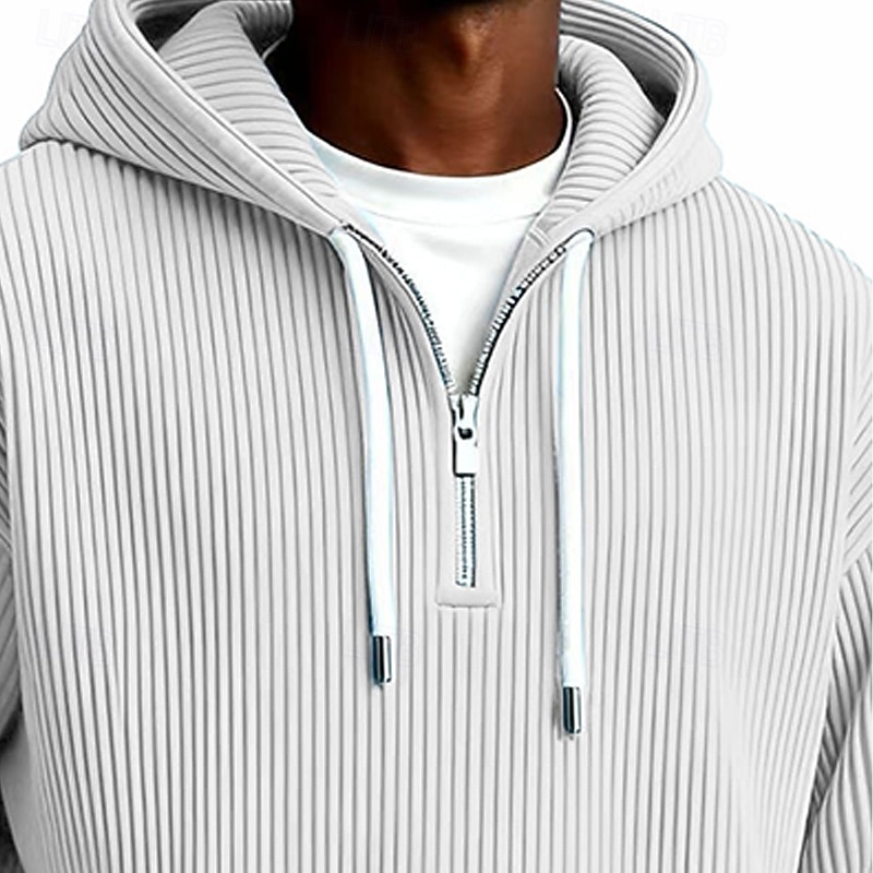 Per uomo Felpa con cappuccio Velluto a coste Felpa con cappuccio e zip corta Aalbicocca Rosso bordeaux Nero Blu marino Verde scuro Con Cappuccio Semplice Cerniera Testurizzato Sport & Outdoor Casuale del 2026 a $34.99 –P12