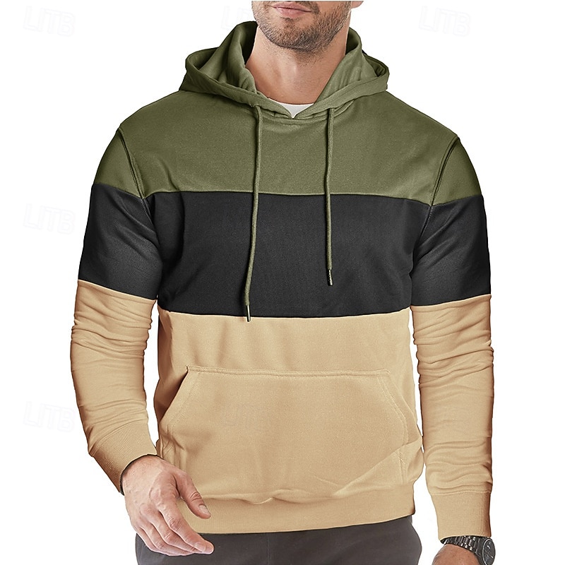 Herren Kapuzensweatshirt Pullover Kapuzensweatshirt Aprikose Weinrot Schwarz Weiß Armeegrün Mit Kapuze Farbblock Einfach Patchwork Farbblock Kängurutasche Sport & Outdoor Lässig Täglich Streetwear 2026 - $34.99 –P1