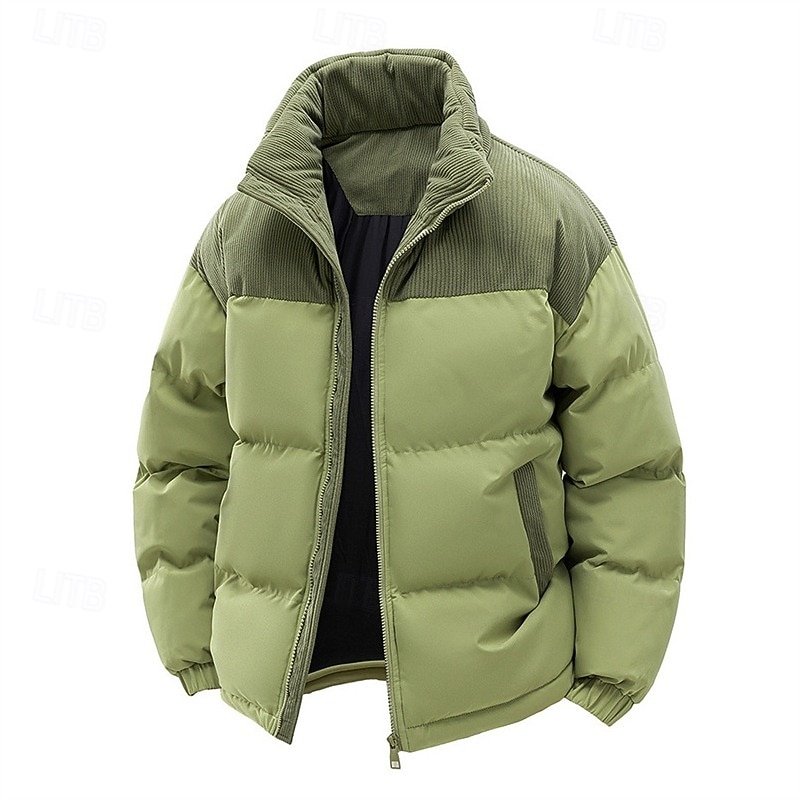 Pánské Zimní kabát Puffer bunda S vycpávkou Kapsy Kostka Polyester Venkovní Ležérní Denní Standardní Módní Šik ven Na běžné nošení Zahřívací Zima Barevné bloky Černá Trávová zelená Khaki Puffer Jacket 2026 - $51.99 –P18