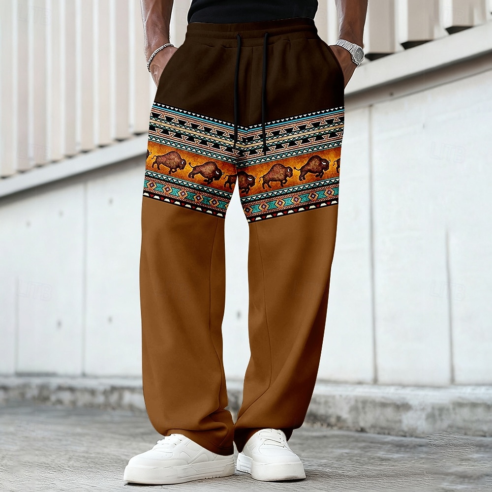 Men's Bull Ethnic Indian Culture Sweatpants Trousers Casual Pants Mid Waist Casual Vintage Retro Outdoor Hunting Workout Elastic Drawstring Waist Straight Leg Pants with Pockets Spring Fall 3D Print 2026 - $24.99 –P1