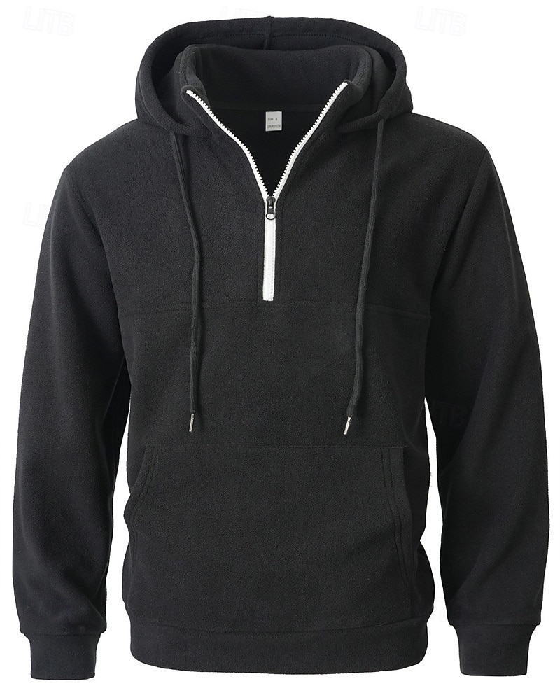 2026年 男性用 パーカー クォータージッパーパーカー フリースパーカー ブルー ブラック パープル ライトグレー ダックグレー フード付き 平織り ジッパー ポケット スポーツ 日常 祝日 ポリエステル ストリートファッション ベーシック カジュアル 秋 冬 衣類 パーカー トレーナー  コレクション – $32.99 –P13