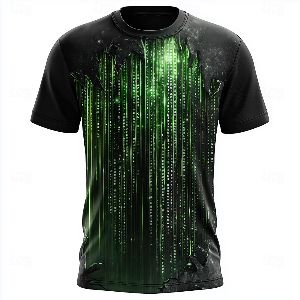 Per uomo Illusione ottica 3D Codice Maglietta Manica Corta maglietta Stampa 3D Girocollo Camicia Esagerato Designer Quotidiano Club Feste Nero 1 Nero 2 Estate Primavera Tutte le stagioni Abbigliamento del 2026 a $21.99 –P2