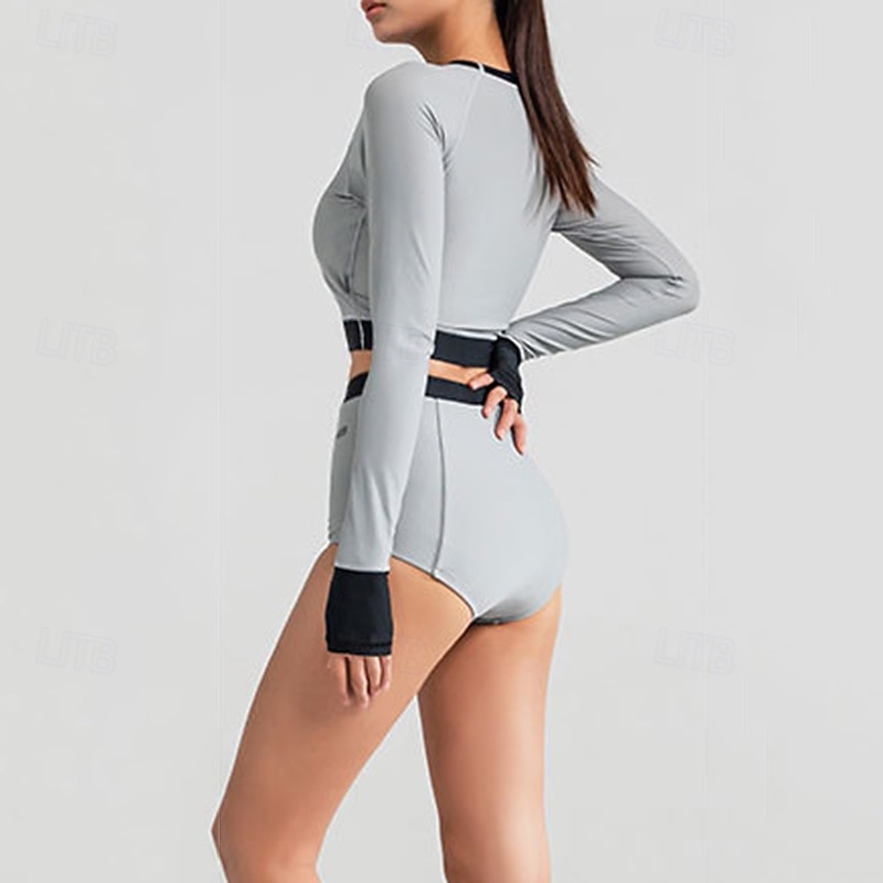 Women's 2 Piece Rash Guard Tankini Swimsuits Surfing Shirt Solid Colored UPF50+ Breathable Long Sleeve Diving Suit Surfing Canoeing Snorkeling Spring 2026 - $52.99 –P5