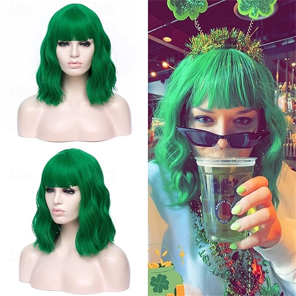 Carnival Wig 2026 Pink Red Blue Curly Short Synthetic Festival Wig Mardi Gras Parade Cosplay Costume Hair for Women 2026 - $21.99 –P8