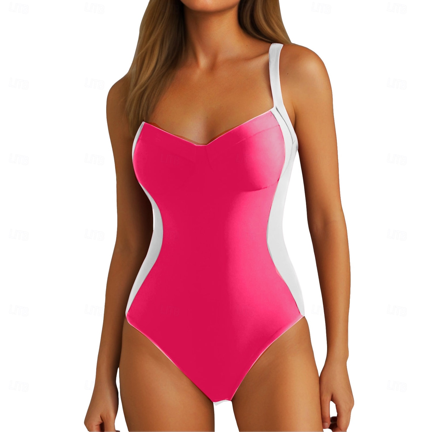 Купальник для женщин цельный с эффектом похудения цветной монокини плавки контролем живота высокой талией стройный без спинки элегантный для отдыха цветной блок V-образный вырез без рукавов 2026 - $26.99 –P3