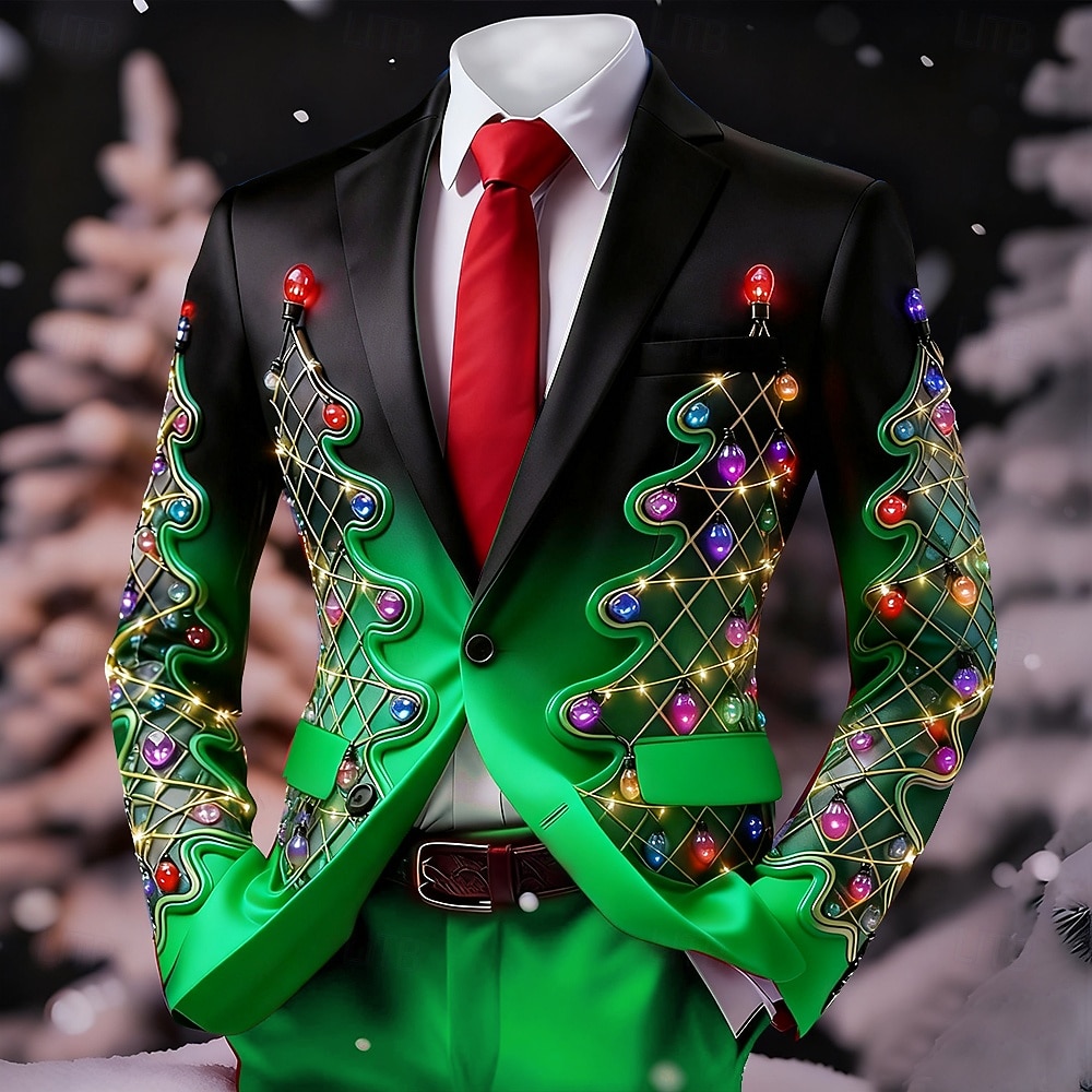 عيد الميلاد المجيد رجالي شجرة الكريسماس جاكيت بليزر معطف مريح متنفس فني كاجوال ملابس الحفلات والسهرات مناسب للبس اليومي مهرجان طباعة ثلاثية الأبعاد Buttons خريف & شتاء حز كم طويل أحمر 1 أحمر أزرق 2025 - $64.99 –P3