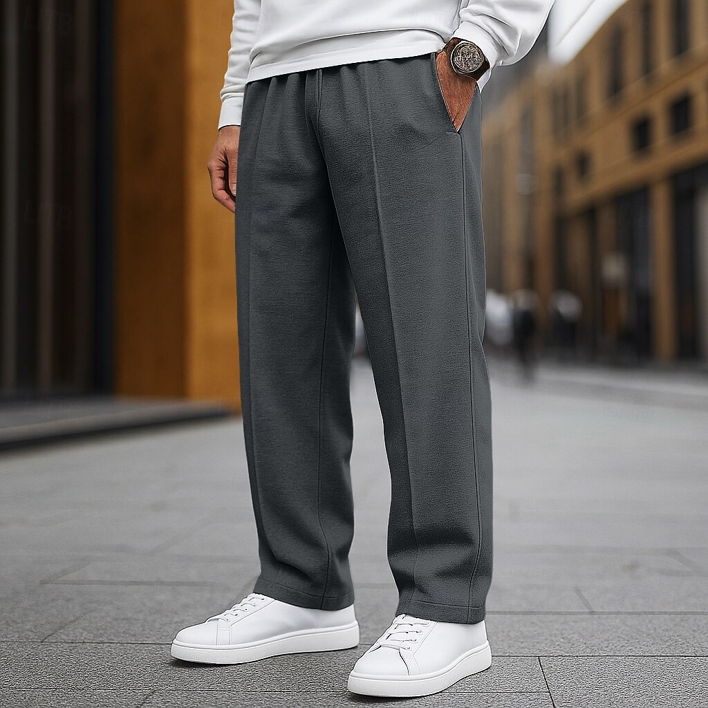 2026年 男性用 スウェットパンツ ジョガー フリースパンツ ワイドレッグスウェットパンツ ズボン ポケット 弾性ウエスト 平織り 履き心地よい ソフト 全長 アウトドア 日常 お出かけ カジュアル 大きくて背が高い ブラック ライトグレー  コレクション – $18.99 –P2