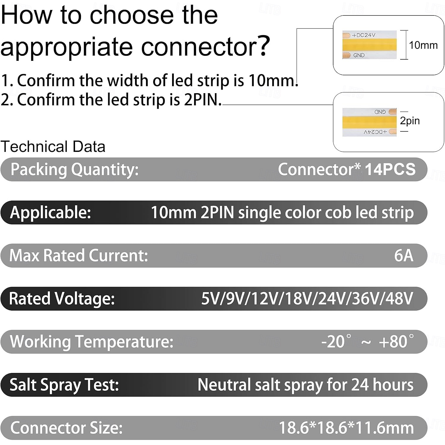 2026年 DIY FCOB COB SMD 8mm 10mm 0.31インチ コネクタキット 透明コネクタ14個、長さ15cmの20AWG延長ワイヤ5個、配線なしギャップレスはんだレスFCOB 2ピン単色ストリップコーナー接続用  コレクション – $30.99 –P3