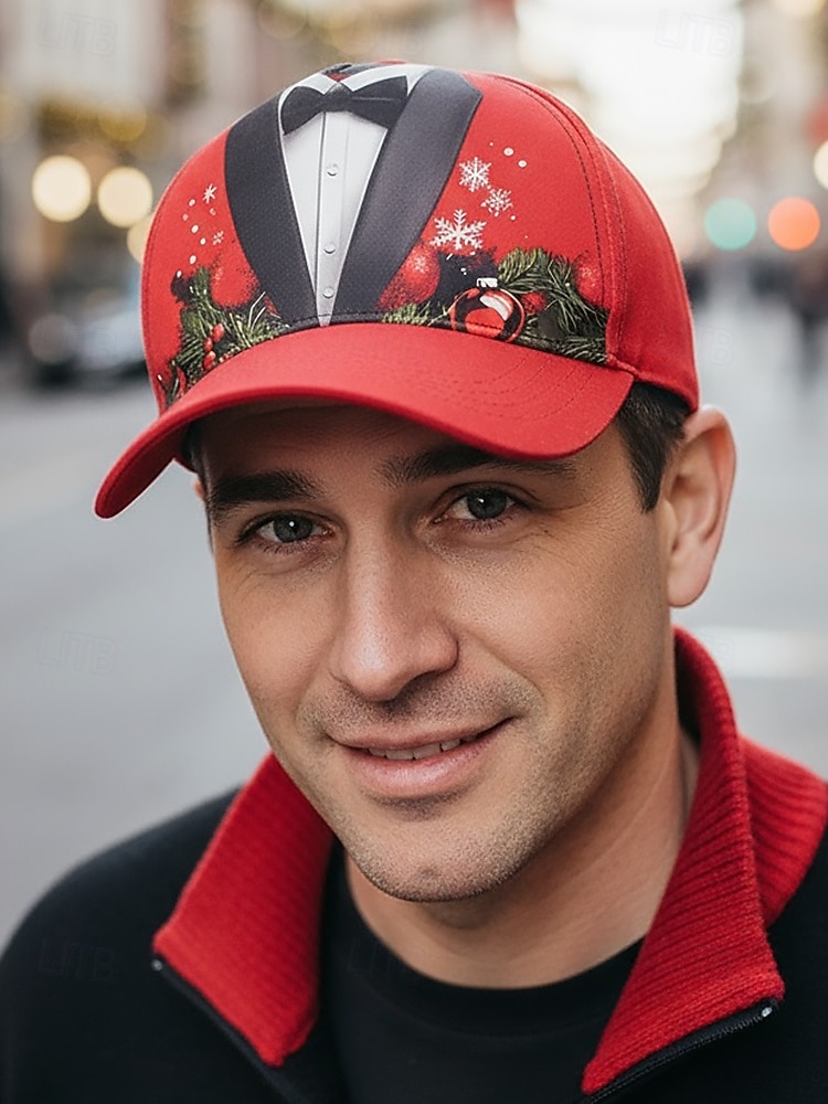 Casquette de smoking de Noël pour homme - matière polyester, motifs variés sur le thème des fêtes, idéale pour les soirées festives, les sorties décontractées et les célébrations de fin d'année. de 2026 ? $14.99 –P1