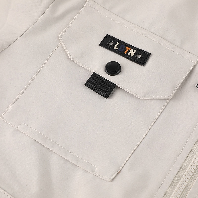 Homme Veste Légère Veste Cargo Veste Décontractée Vacances Quotidien Résistant à l'usure Avec Poches Automne Hiver Uni Mode Classique Col montant Régulier Noir Jaune Orange Bleu de minuit Beige Veste de 2025 ? $53.99 –P10