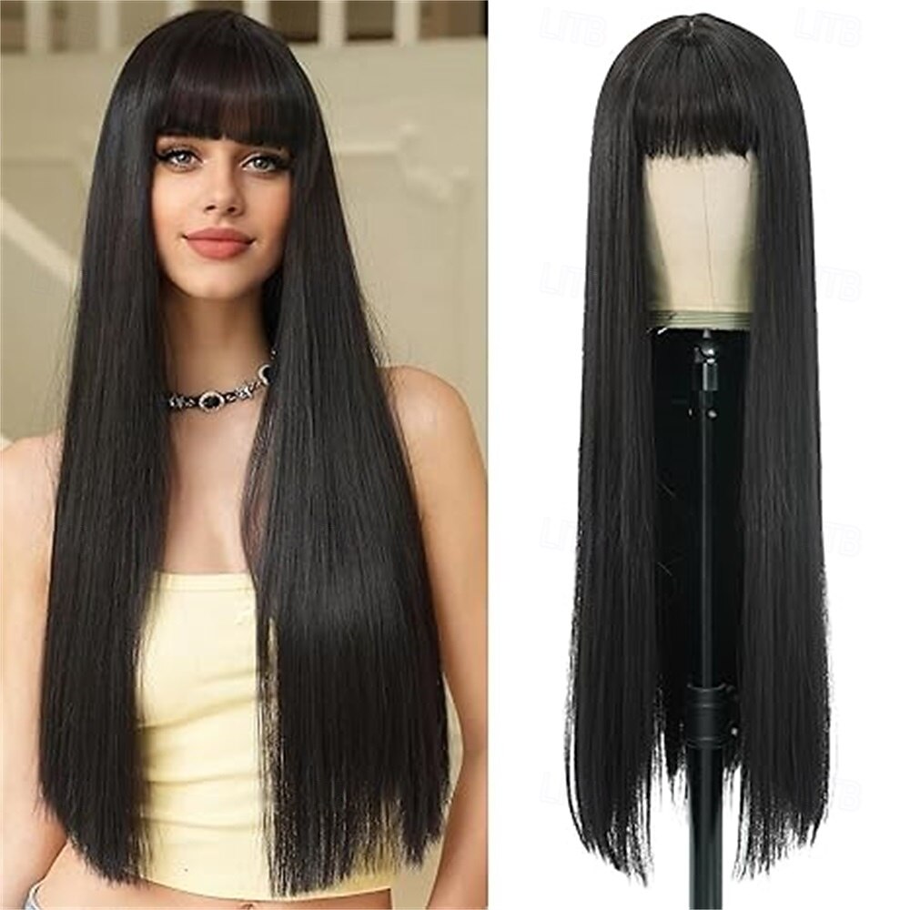 Peluca De Pelo Largo Y Liso Color Verde Degradado Para Mujer | Meses