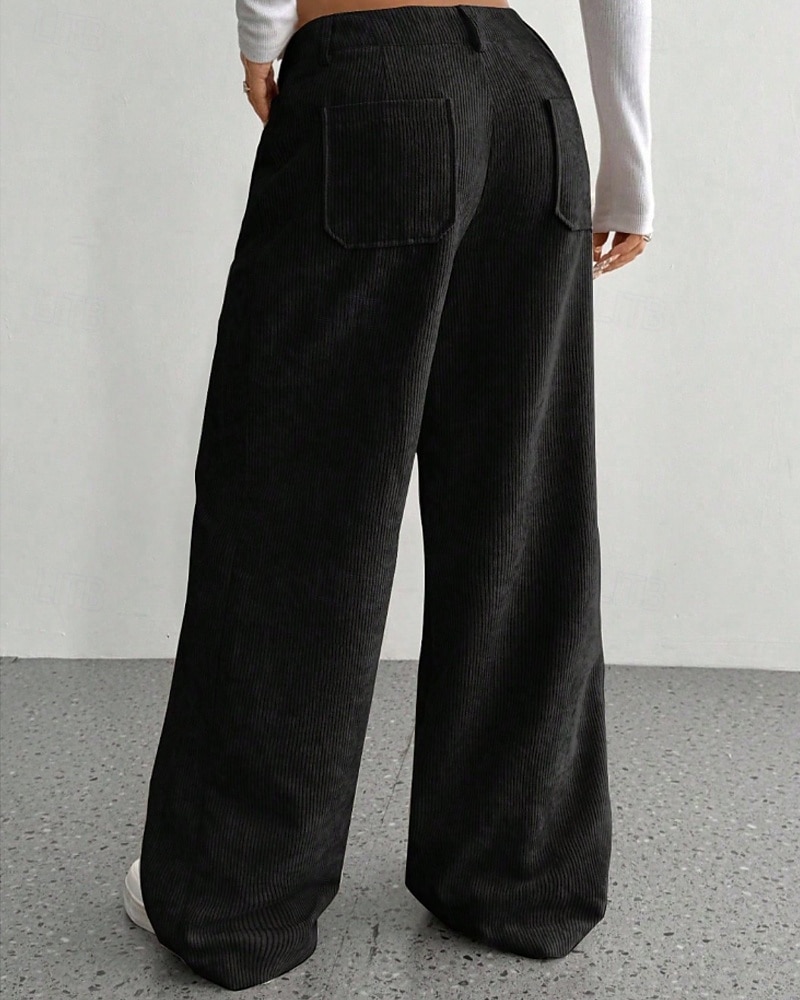 Per donna Culotte Gamba Larga Chinos Streetwear Casual Lunghezza intera Vita media Semplice Tasca Elastico in vita Confortevole Inelastico Quotidiano All'aperto Vacanza Aalbicocca Grigio Blu marina del 2026 a $14.49 –P18