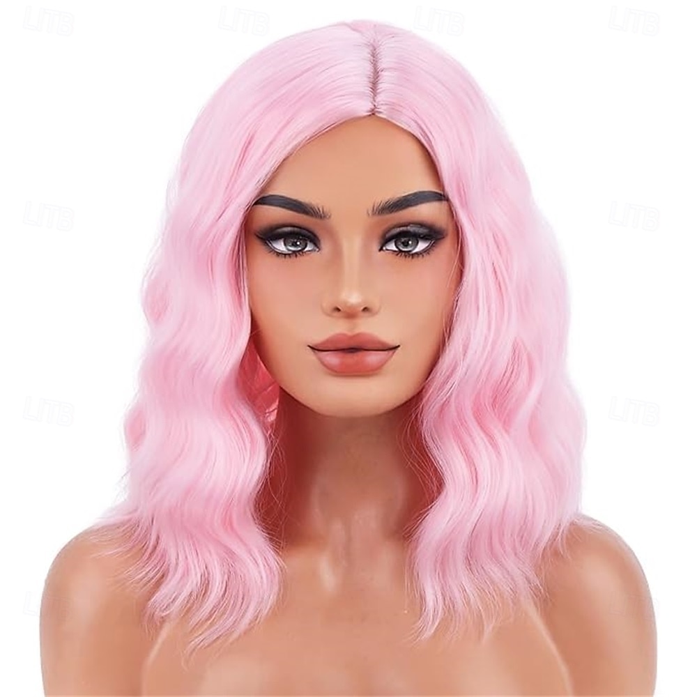 Carnival-peruukki 2026 Vaaleanpunainen Punainen Sininen Kihara Lyhyt Synteettinen festivaaliperuukki Mardi Gras Paraati Cosplay-asun hiukset varten Naisten 2026 - $21.99 –P6