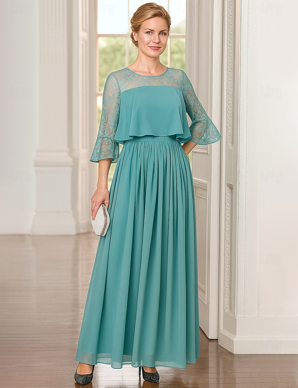 Vestido de Fiesta en Línea A de Longitud de Té Ankle Length Vestido de Cóctel Vestido de Invitada de Boda Vestido de Madre de la Novia de Manga Larga Cuello Redondo Fiesta Elegante Vintage con 2026 - $91.99 –P6