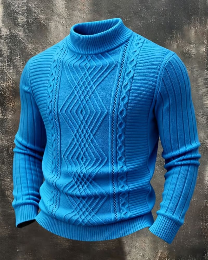 Herren Pullover Strickpullover Gerippt Zopfmuster Stricken Normale Oberteile Gestrickt Einfarbig Stehkragen Mode Streetwear Lässig Alltagskleidung Bekleidung Herbst Winter Blau Schwarz S M L 2026 - $42.99 –P6