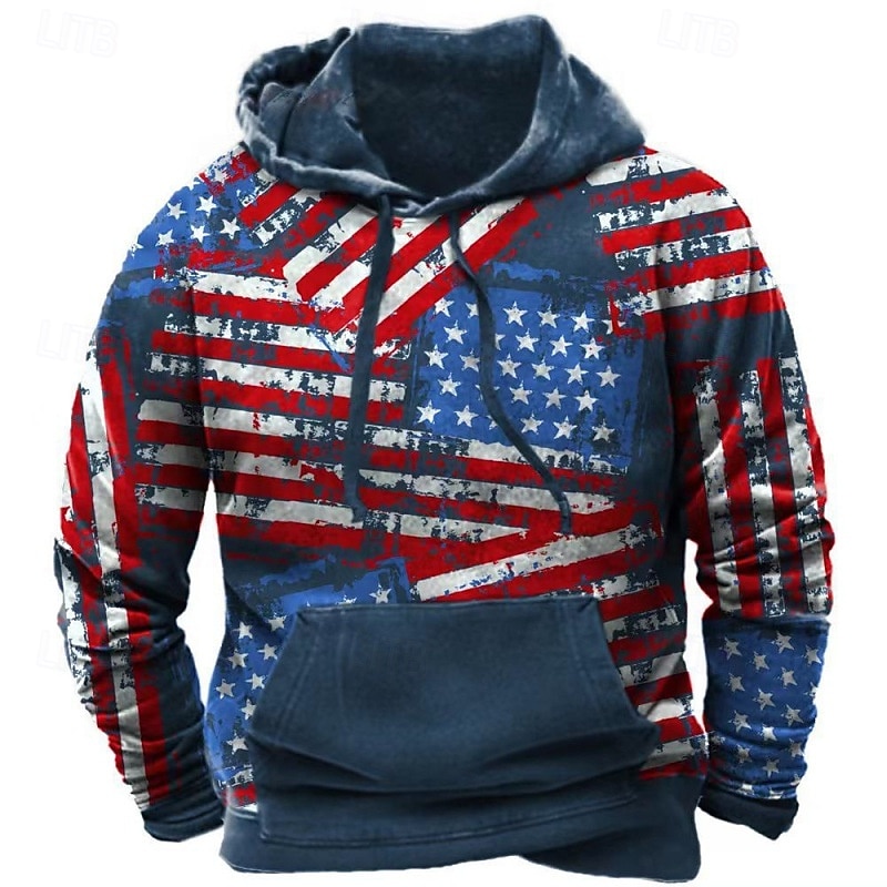 Per uomo Grafico Bandiera Americana Felpa con Cappuccio Felpa con cappuccio Felpa con cappuccio stampata Moda Streetwear Casual Vintage Retrò Con Cappuccio All'aperto Vacanza Uscire Rosso Cachi Blu del 2026 a $22.99 –P2