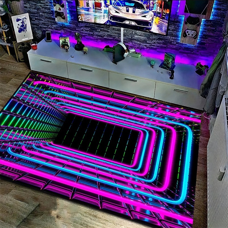 3D Illusie Tapijt, Optische Illusie Tapijt, Vortex Illusie Tapijt Deurmat voor Woonkamer Antislip Tapijt voor Woonkamer Slaapkamer Kantoor-B_80cm