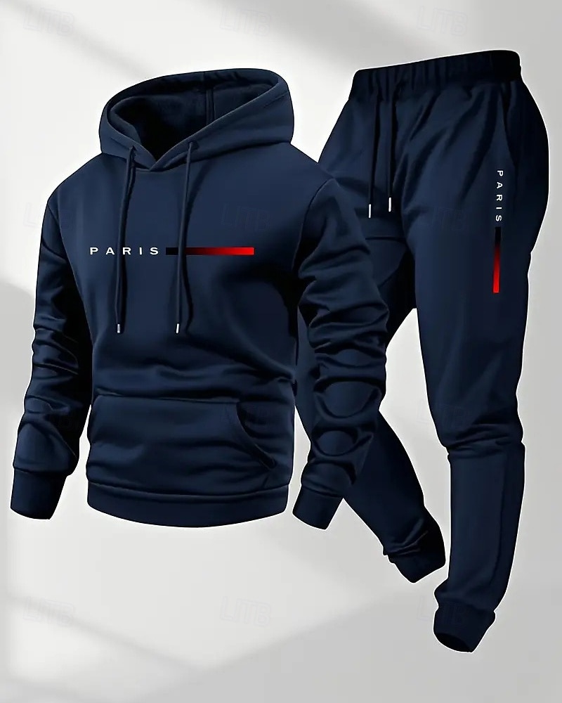 Муж. Спортивный костюм из двух частей Спортивные штаны Толстовка с капюшоном с карманом Однотонный Наборы одежды Наступила зима Темно-серый Темно-синий Тренажерный зал Пешеходный туризм Разрабатывать 2026 - $13.99 –P2