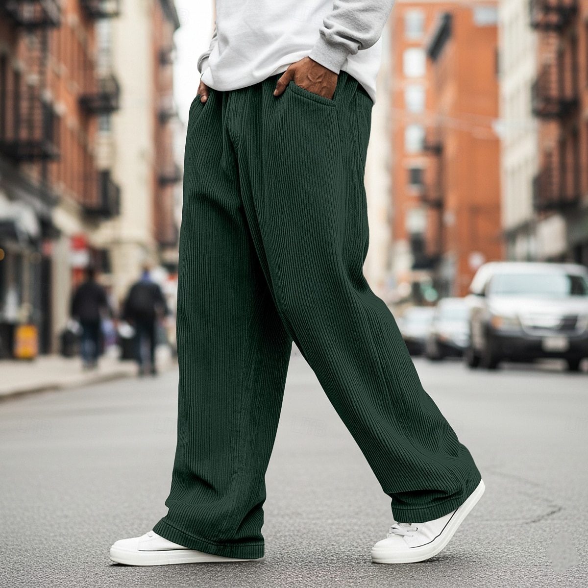 Bărbați Pantaloni Pantaloni Corduroy Pantaloni largi Pantaloni casual Pantaloni de sport cu picior drept Cordon Culoare solidă Confort Lungime totală În aer liber Casual Zilnic Modă Stil Clasic Negru 2026 - $22.99 –P12