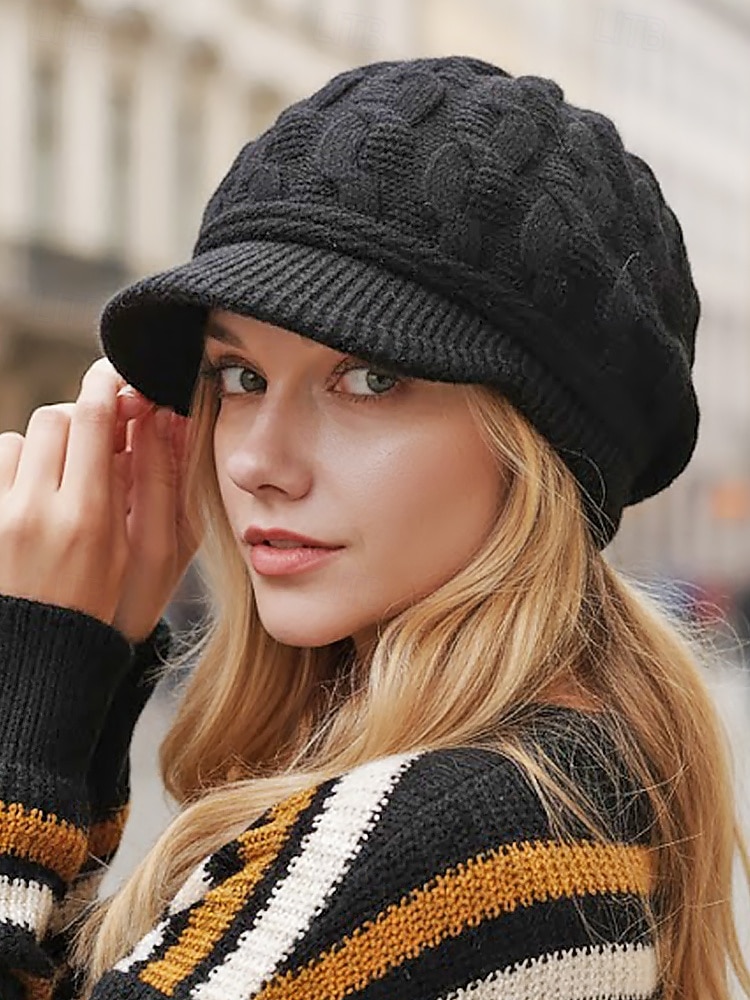 Damska czapka z dzianiny akrylowej z podszewką z polaru, w wielu kolorach, wygodna i stylowa na święta Bożego Narodzenia i zimowe aktywności 2026 - $11.99 –P3