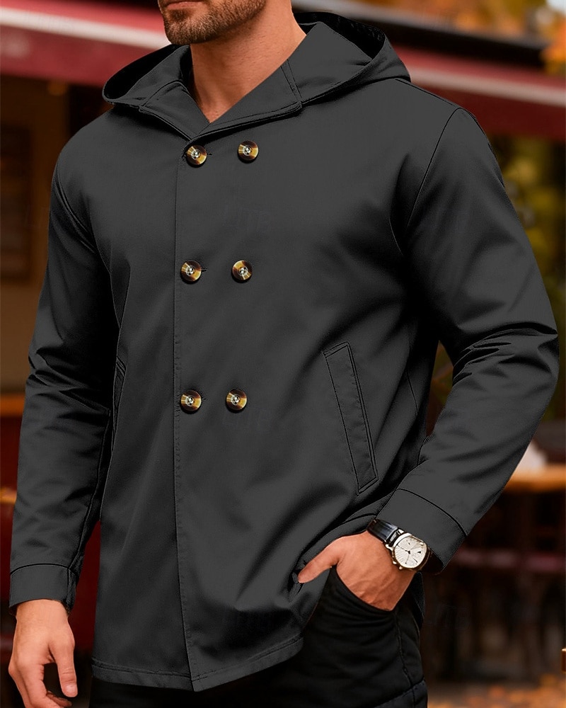 Per uomo Giacca Leggera Giacca Casual Giacca con Cappuccio All'aperto Quotidiano Doppiopetto Primavera Autunno Semplice Streetwear Quotidiano Con Cappuccio Regolare Blu Nero Verde chiaro Rosso Cachi del 2026 a $33.99 –P19