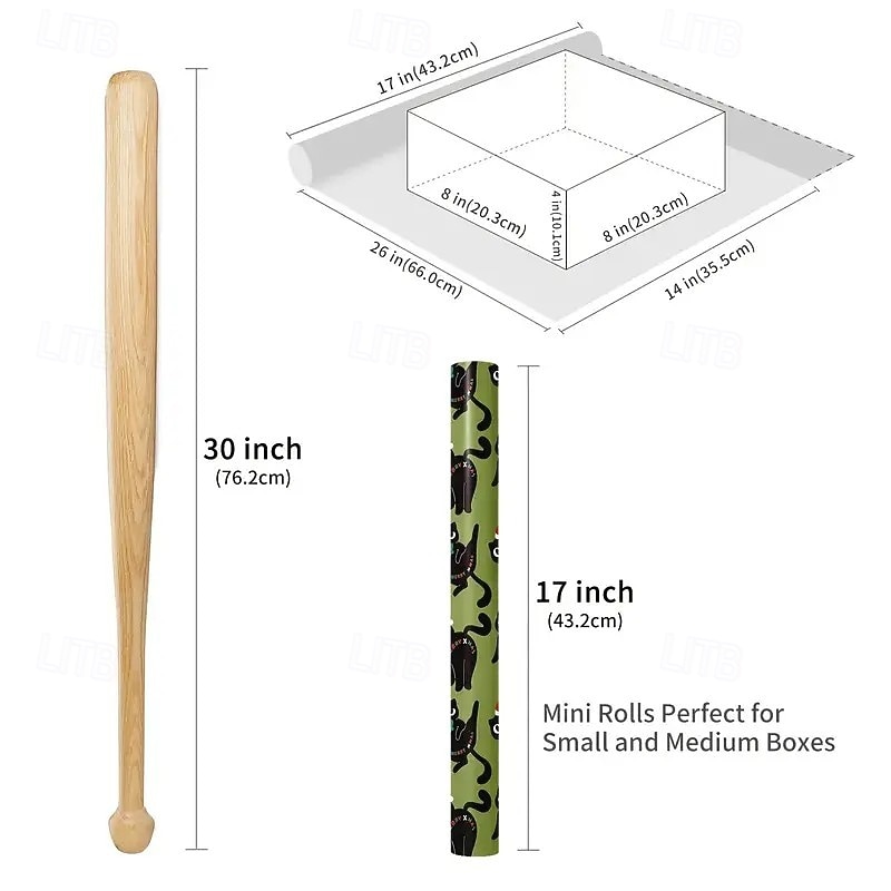 2025年 クリスマスラッピングペーパー1ロール、緑の背景にサンタの帽子とリボン、黒猫のデザイン - ギフト包装、ホリデーデコレーション、パーティーの雰囲気作りに最適 &テーマイベント - 43cm 500  コレクション – $17.99 –P4