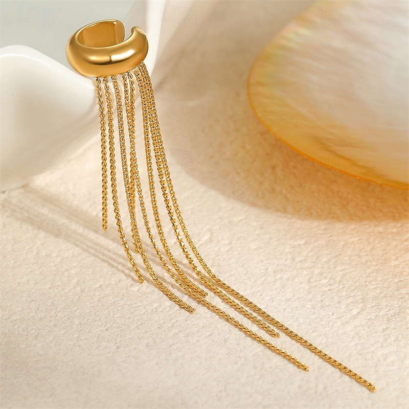 1PC Ear Cuff Ear Clips For Women's Street Date Beach Stainless Steel Tassel Fringe 2026 - $17.99 –P5