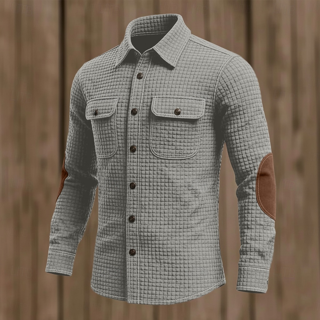 Herren Hemd Waffelhemd Freizeithemd Cargohemd Schwarz Dunkel Blau Kaki Grau Langarm Einfach Revers Outdoor Lässig Patchwork Bekleidung Mode Retro Vintage Klassisch 2025 - $24.99 –P5