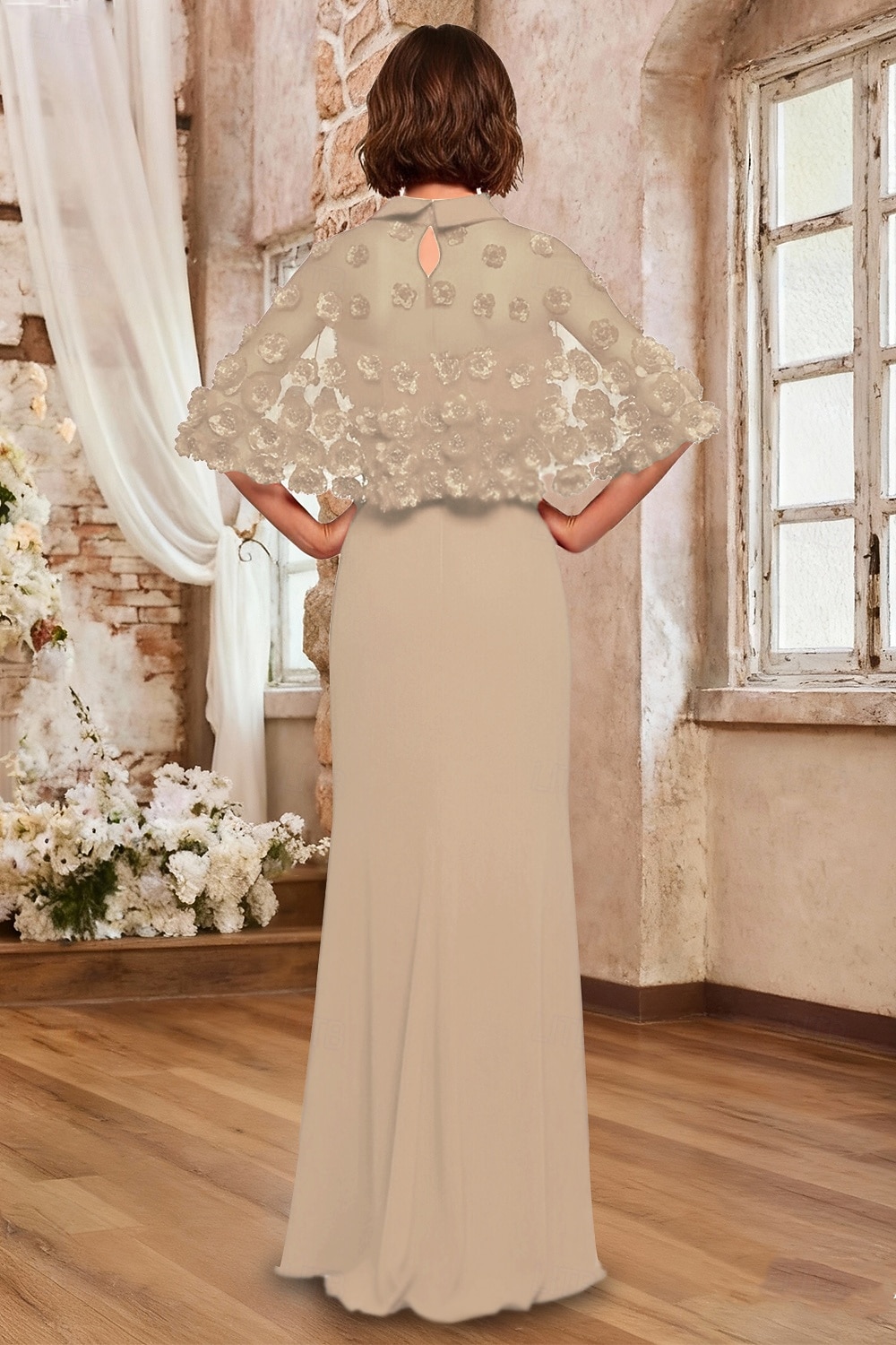Tweedelig Tot de grond Feestjurk Cocktail jurk Bruiloft gast jurk Moeder van de bruid jurk Korte mouw Halve mouw Strakke ronde hals Ronde hals Elegant Formeel Bruiloft gast Familiebijeenkomst Chiffon 2026 - $183.99 –P2