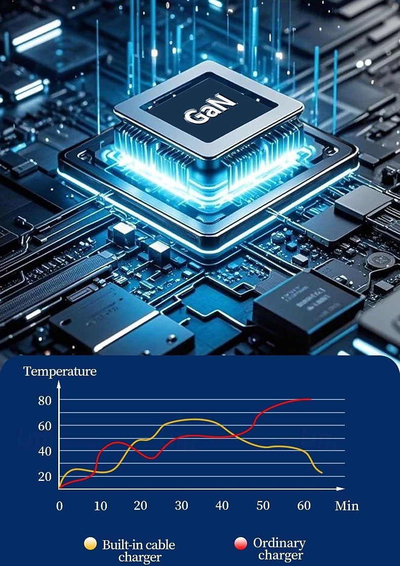 מטען אולטרה מהיר של גן 120 וואט PD3.0 סוג C תאורה כפולה יציאת O כבל נשלף טלפון נייד מחשב נייד טעינה מהירה 2025 - $21.99 –P4