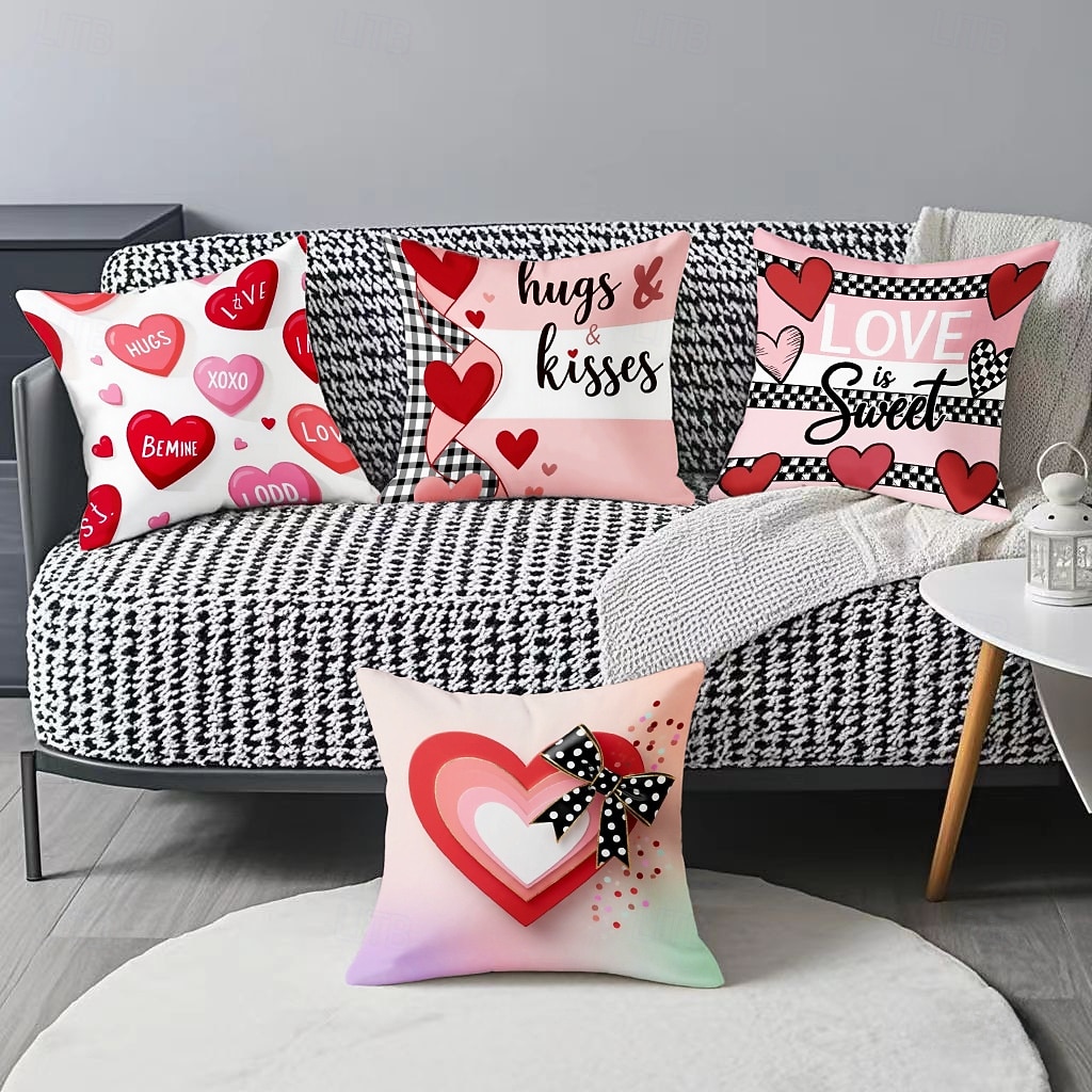 Pink Heart Letter Pillowcase Set Double Sided Print Valentine Day Decorative Cushion Covers for Living Room Sofa Throw Pillows Romantic Home Decor 2026 - $5.99 –P5