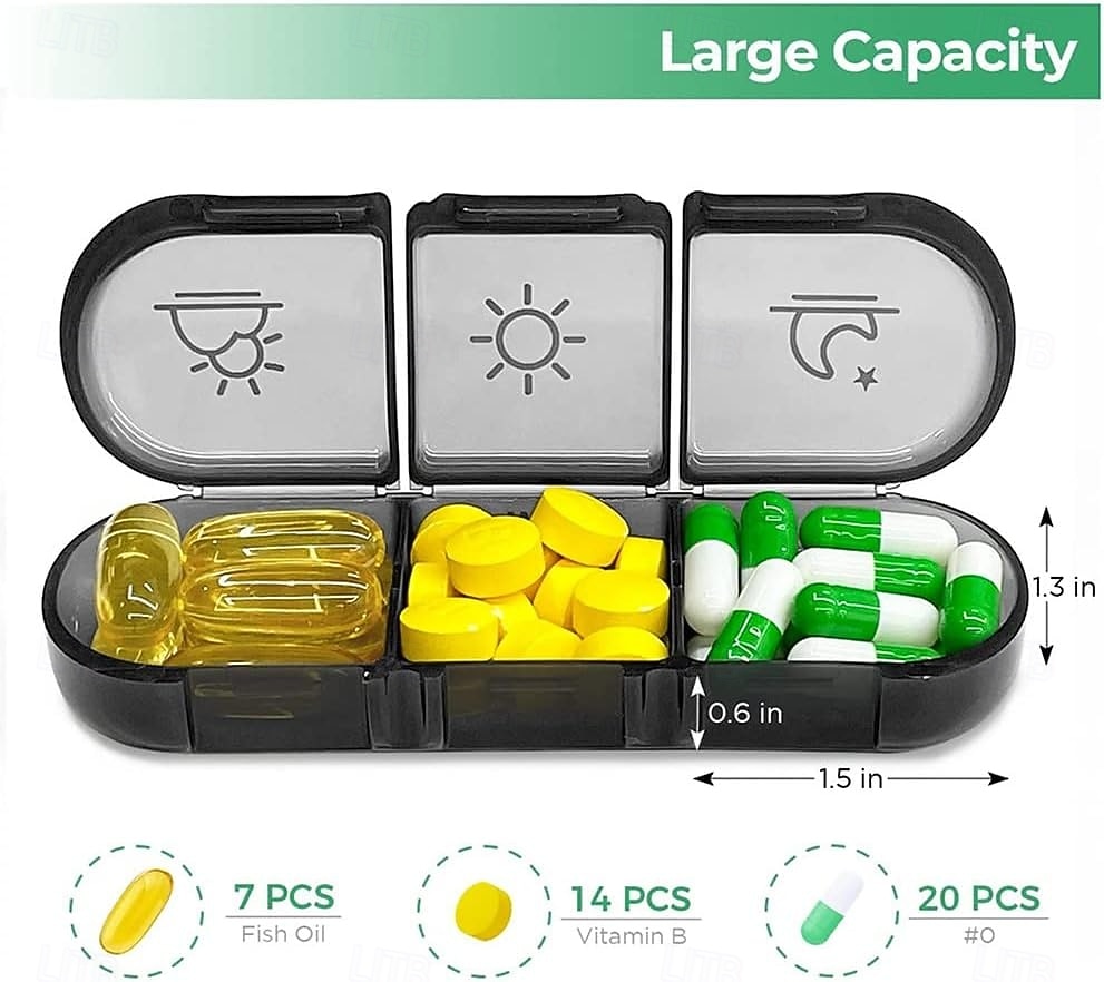 Portapillole settimanale portapillole portatile da viaggio per 3 volte al giorno, 7 giorni, con ampi scomparti per vitamine, medicinali, oli di pesce del 2026 a $15.99 –P5