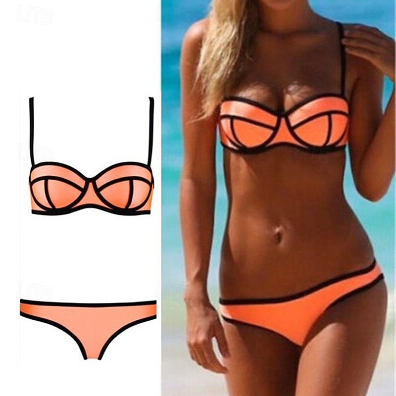 Dam Bikiniset Baddräkt Badkläder Solid färg Badkläder Ljusrosa Rodnande Rosa Andningsfunktion Ärmlös - Surfing Strand Simmning Sommar 2026 - $25.99 –P5