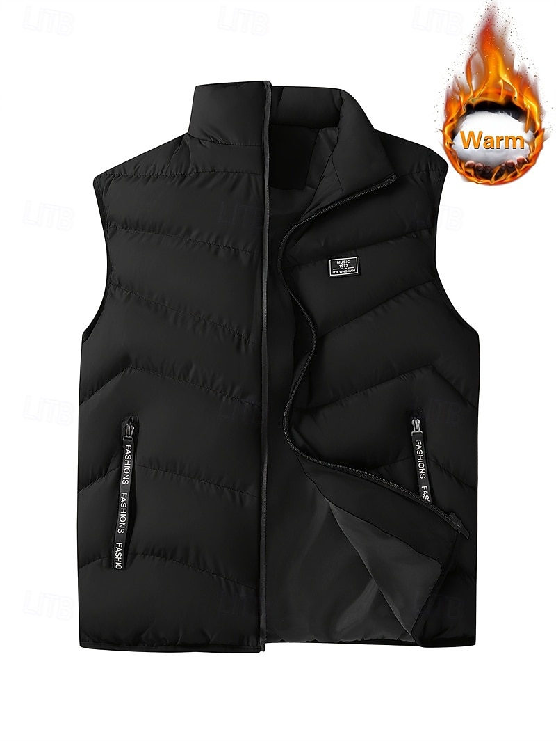 Per uomo Gilet imbottito Gilet Vacanza Quotidiano Data Moda Casual Autunno Inverno Tasca Poliestere Caldo Confortevole Tinta unica Cerniera Collo alla coreana Vestibilità regolare Blu Nero Giallo del 2026 a $30.99 –P8