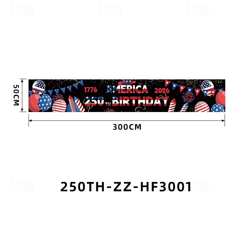 Флаг 250-летия размером 120" x 20" Америка 1776-2026 США 250 лет праздничные принадлежности патриотические украшения для дома Семиквинтессенциаль 2026 - $13.99 –P1