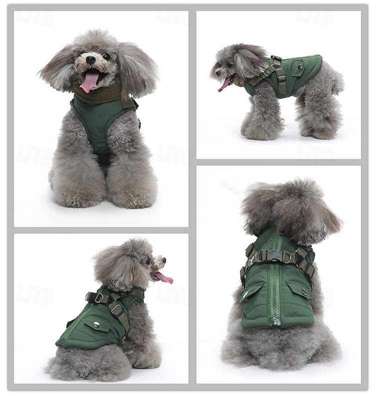Пальто для собак со шлейкой, теплая куртка для собак, водонепроницаемое зимнее пальто для щенков в холодную погоду, регулируемая флисовая куртка для маленьких и средних собак 2026 - $24.99 –P10