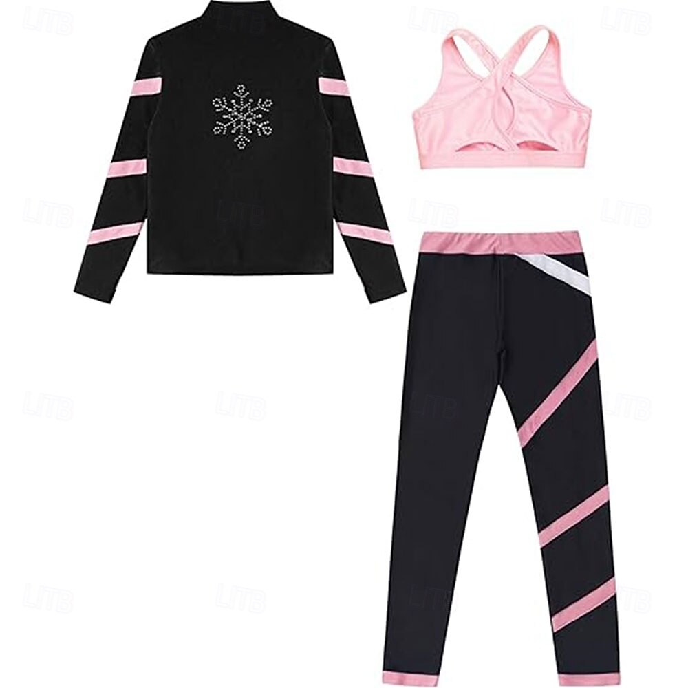 Eiskunstlaufjacke mit Hose, Damen- und Mädchen-Eiskunstlaufbekleidung, pink, dehnbar, Trainings- und Wettkampfbekleidung, wärmend, mit Kristallen/Strasssteinen besetzt, langärmlig, Eiskunstlauf 2026 - $182.99 –P4