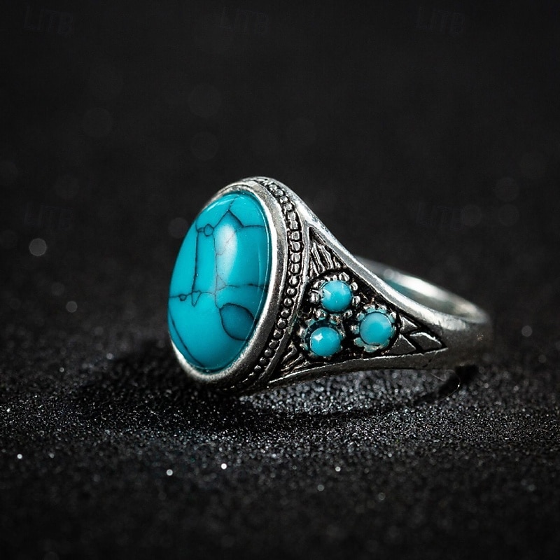 1ks Prsten For Dámské Tyrkysová Modrá Denní Dar Dovolená Kámen 2026 - $11.49 –P1