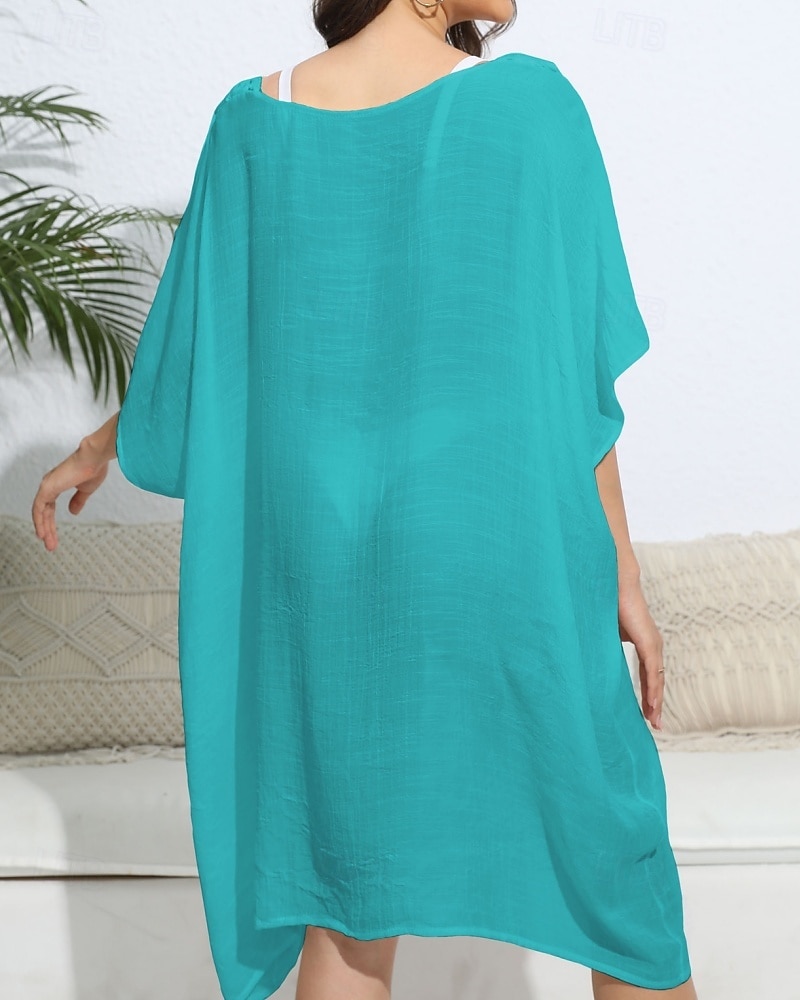 Dámské Plavky Přehozy Šaty do vody Sleva až 30% Plavky Vystřižený prázdniny Oblečení na pláž Pevná barva Do V Krátké rukávy Plavky 2026 - $27.99 –P10