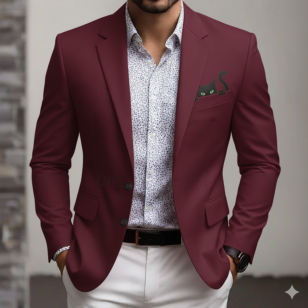 Per uomo Animale Gatto Giacca blazer Cappotto Confortevole Traspirante Artistico Casual Quotidiano Abbigliamento da sera Casual Tasca Stampa 3D Bottoni Tutte le stagioni Dentellato Manica Lunga Blu del 2026 a $85.99 –P1