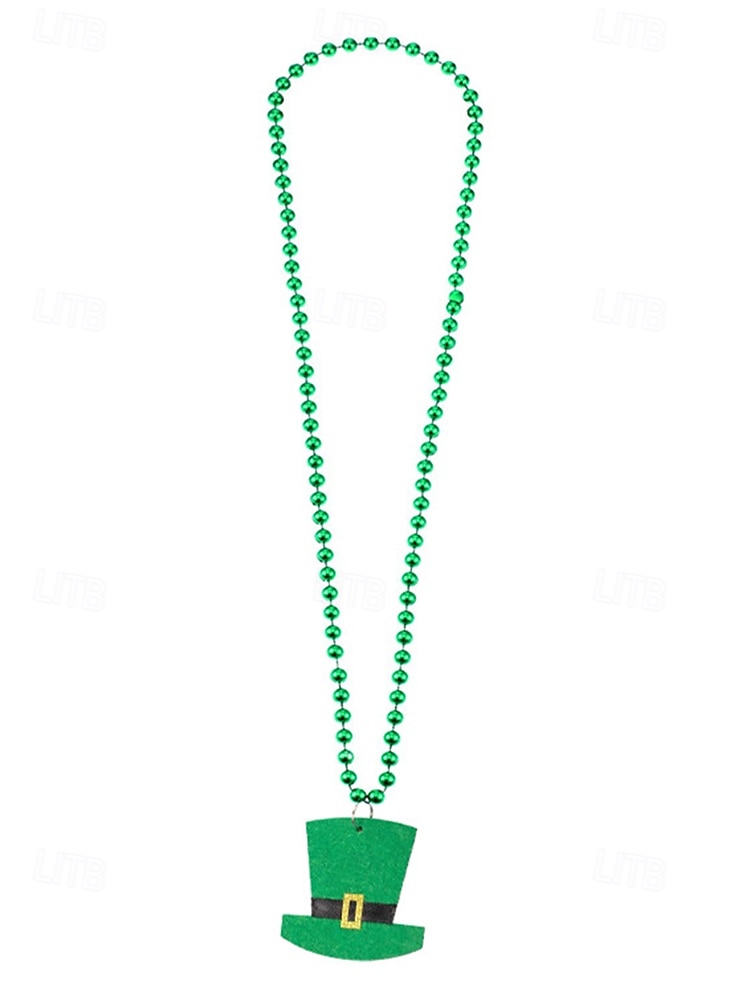 Halsband i akryl för kvinnor, St. Patrick's Day, med klöver- och hattmönster, flera stilar, gröna pärlor, perfekt för högtidsfiranden och festtillbehör. 2026 - $7.99 –P12