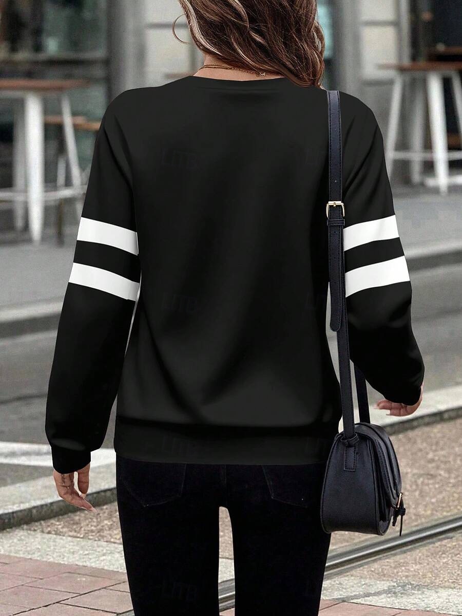 Damskie Bluza z kapturem Bluzy z zamkiem błyskawicznym Zamek Nadruk Graficzny Prążki Moda Codzienny Długi rękaw Półgolf Zwykłe topy Ulica Na co dzień Czarny Biały Granatowy Szary Jesień Zima 2026 - $27.99 –P6