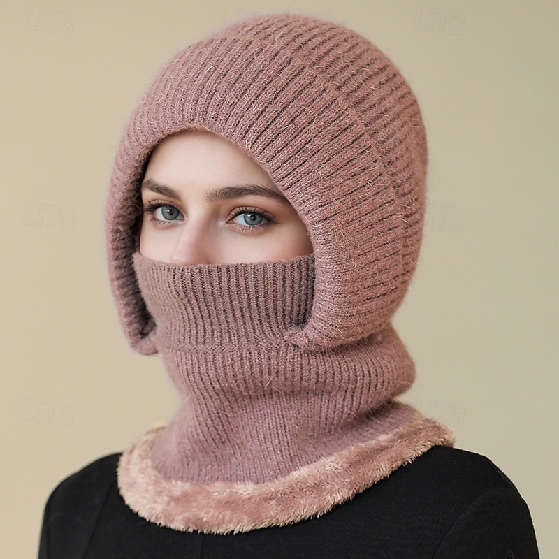 3-in-1 pipo naisten talvineulepipo fleecevuorilla, korva- ja kasvosuojuksilla, kylmän sään pyöräilypipo, tuulenpitävä ja lämmin, kodikas pipo äideille 2026 - $10.99 –P10