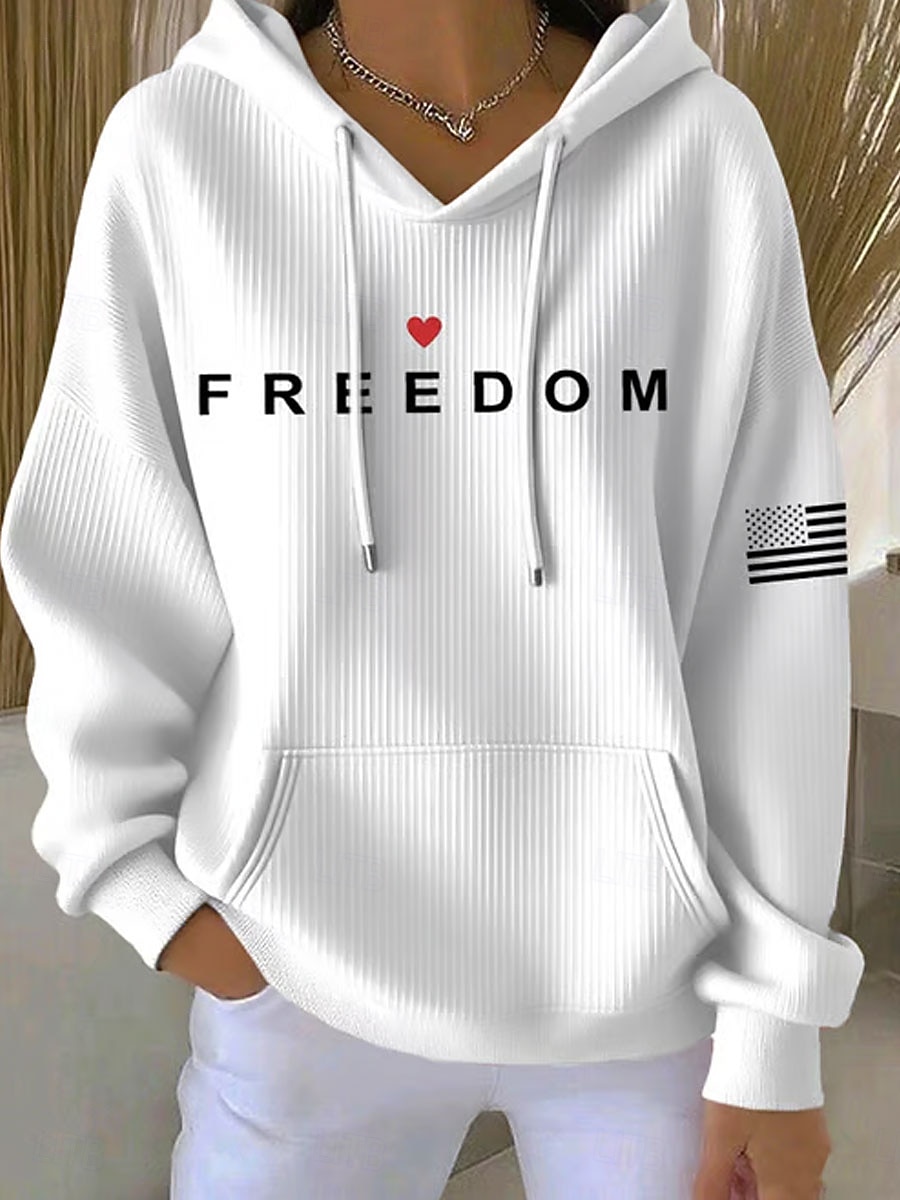 Mujer Sudadera con capucha Pullover Graphic Letra Casual Manga Larga Con Capucha Tops regulares Casual Uso Diario Deportes Azul Piscina Negro Blanco Rosa Rojo Primavera Otoño 2026 - KZT 18561.9 –P3