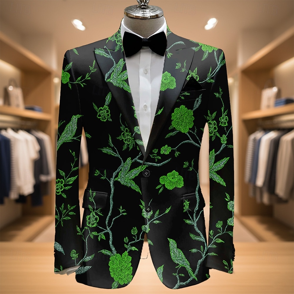 Bărbați Floral Jachetă blazer Palton Modă Comfortabil Respirabil Artistic Casual Zilnic Îmbrăcăminte de seară de petrecere Buzunar Imprimare 3D Nasturi Toate Sezoanele Cresătură Manșon Lung Albastru 2026 - $85.99 –P3