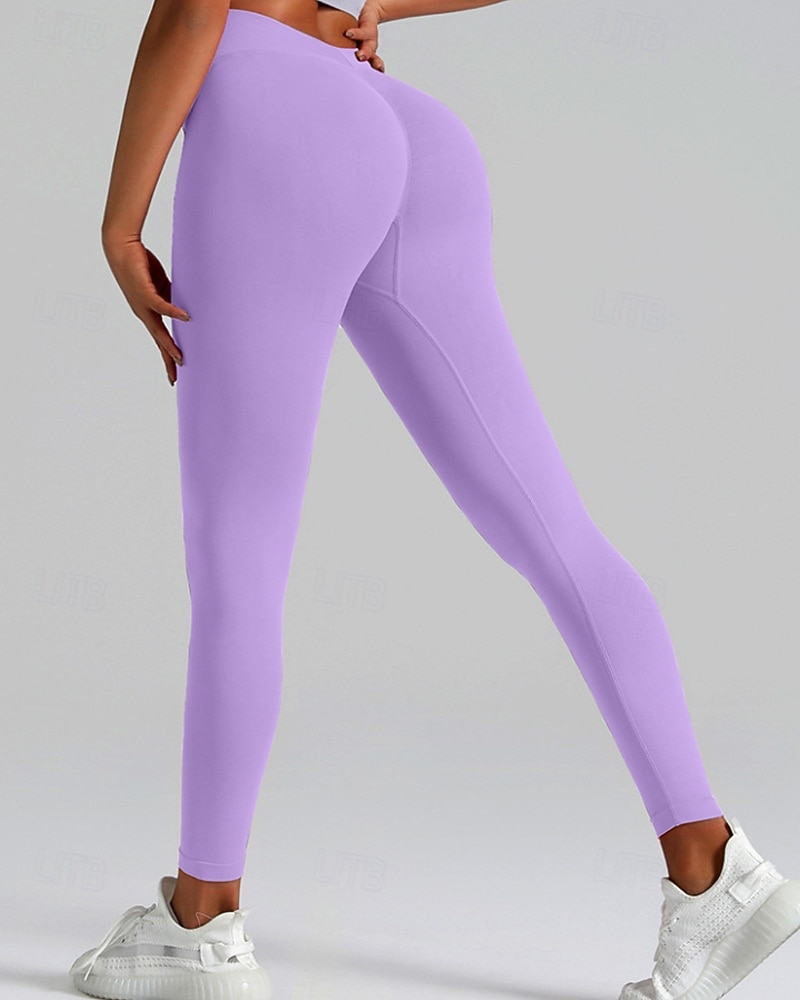 Per donna Chinos Leggings Streetwear Casual Athleisure Lunghezza intera Vita media Semplice Elastico in vita Traspirante Elasticizzato Quotidiano All'aperto Vacanza Viola Nero Blu reale Fuschia del 2026 a $17.99 –P11