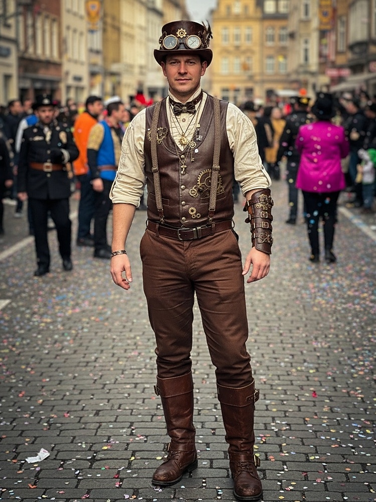 2026年 男性用ポリエステルサスペンダー、ヘリンボーンデザイン、ヴィンテージスタイル、ケルンカーニバルとコスチュームに最適  コレクション – $14.99 –P1