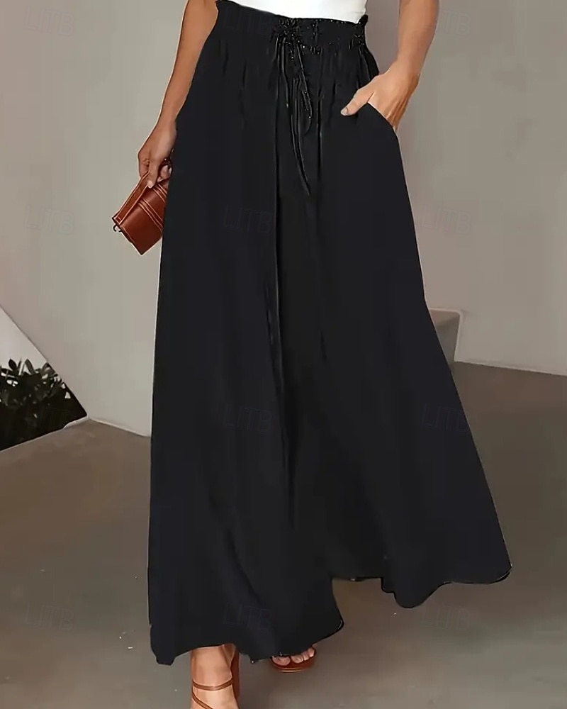 Damen Weites Bein Chinos Hosen Hose Urlaub Streetwear Lässig Lang Mittlere Taillenlinie Tupfen Tasche Elastischer Bund Bequem Unelastisch Täglich Outdoor Urlaub Hellgrau Dunkelgrau Schwarz Rot Sommer 2026 - $22.99 –P5